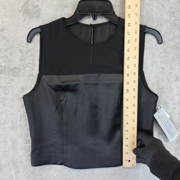 French Connection Illusion Neck Top Women's Size 8 Black Fitted Sleeveless Tank - Picture 12 of 13